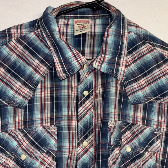 True Religion Men’s Plaid  Button Down Shirt Size XXXL - Picture 4 of 11